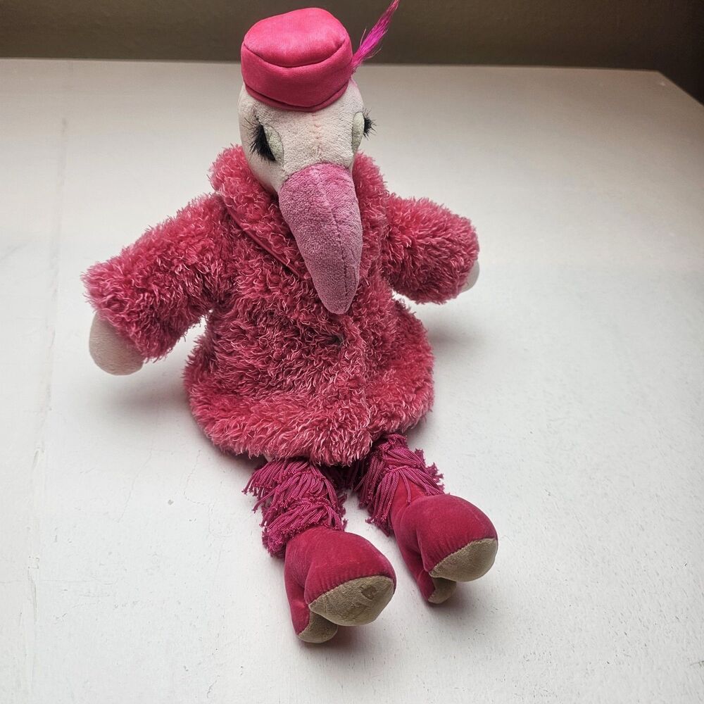Jellycat Pink Furcoat Flamingo Plush Stuffed Animal Hat Smal Retired